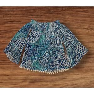 LILLY PULITZER | Nita "Brilliant Blue Tang Gang" off the shoulder top | size XXS